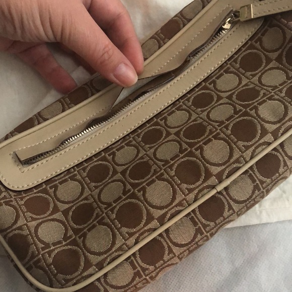 Vintage Salvatore Ferragamo Gancini Print Canvas Mini Shoulder Bag - Picture 10 of 13